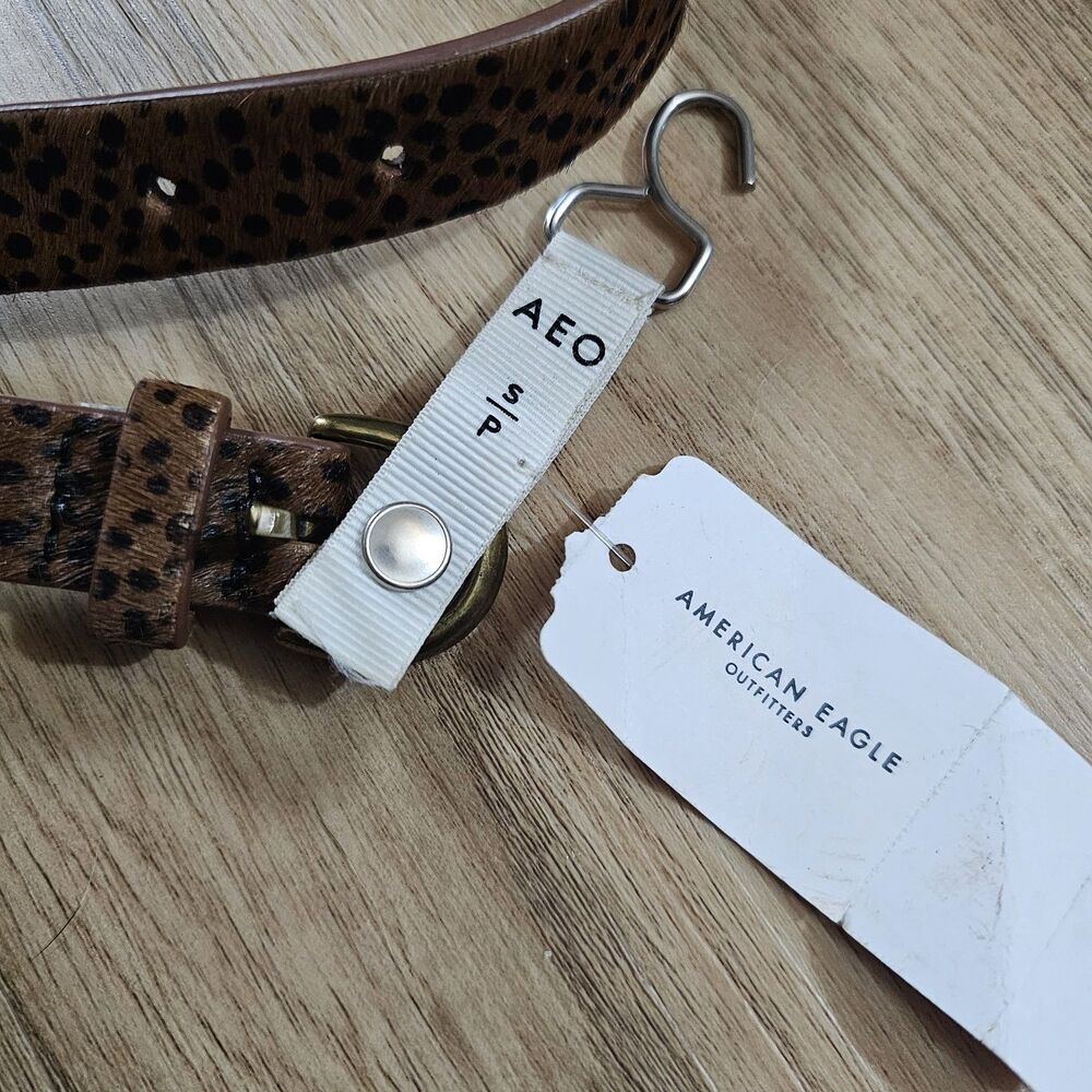 American Eagle Womens Skinny Leopard Print Belt Size Small Brown Speckled - Picture 3 of 4